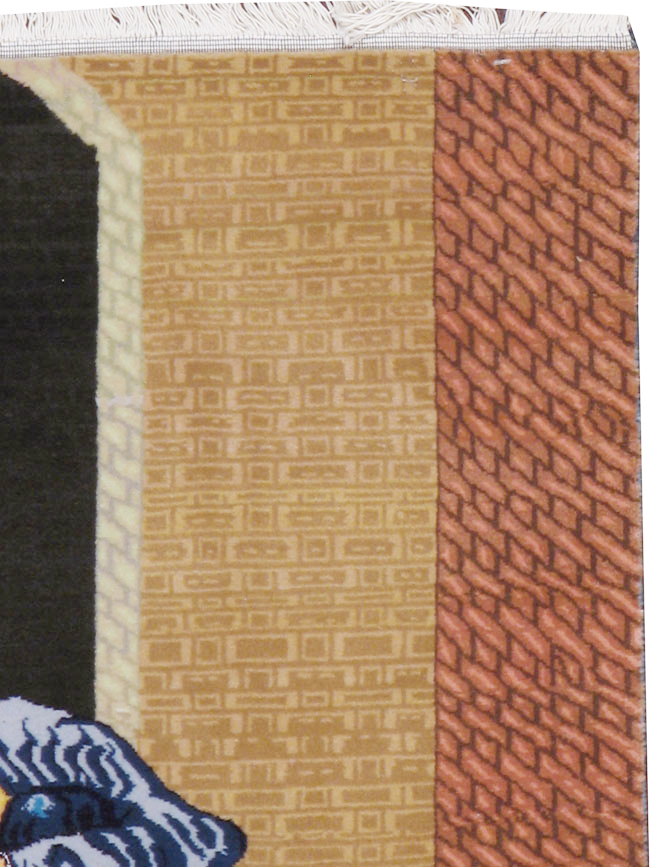 Vintage Persian Tabriz Pictorial Rug, No.12207 - Staging