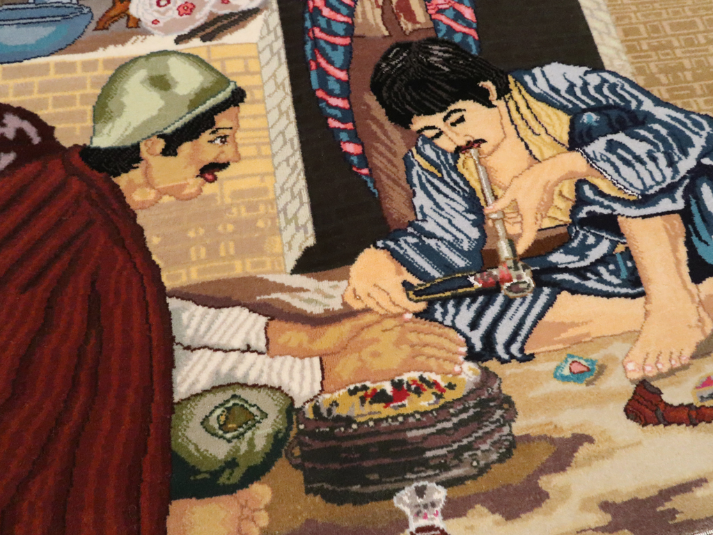 Vintage Persian Tabriz Pictorial Rug, No.12207 - Staging