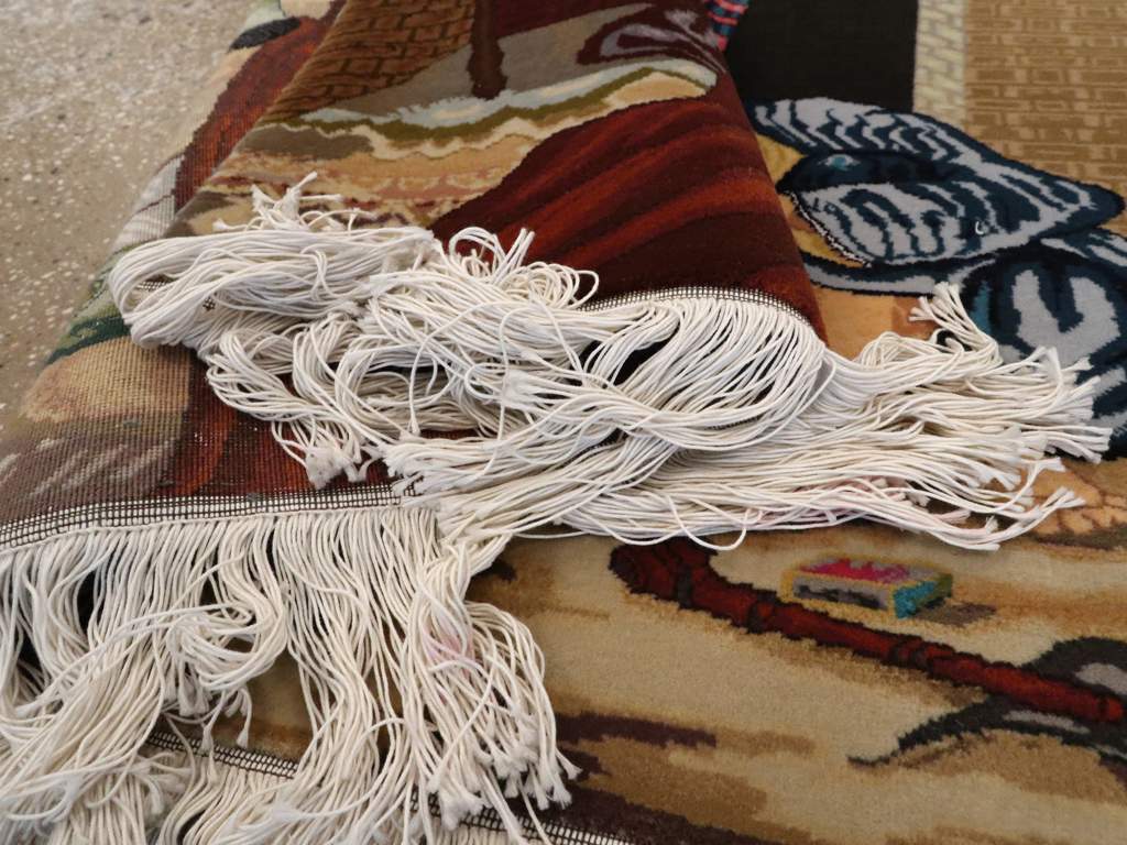 Vintage Persian Tabriz Pictorial Rug, No.12207 - Staging