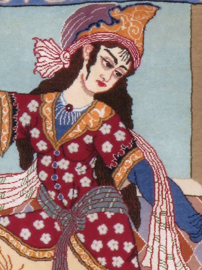 Vintage Persian Isfahan Pictorial Rug, No.12208 - Staging