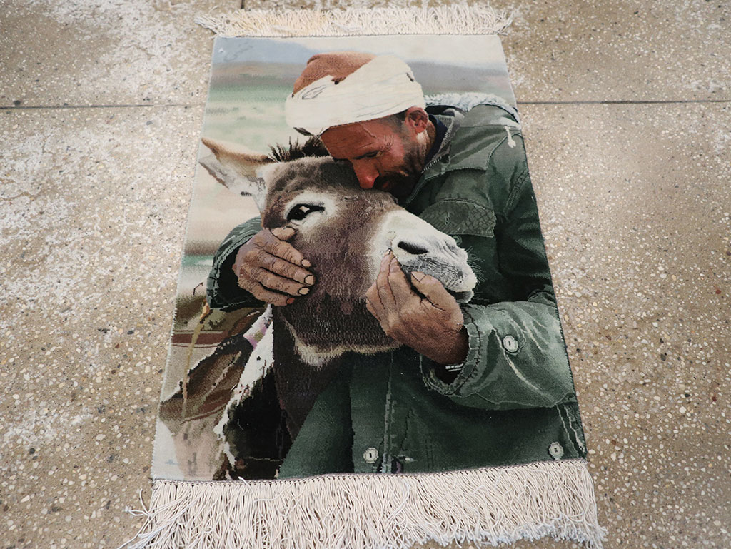 Vintage Persian Tabriz Pictorial Rug, No.12209 - Staging