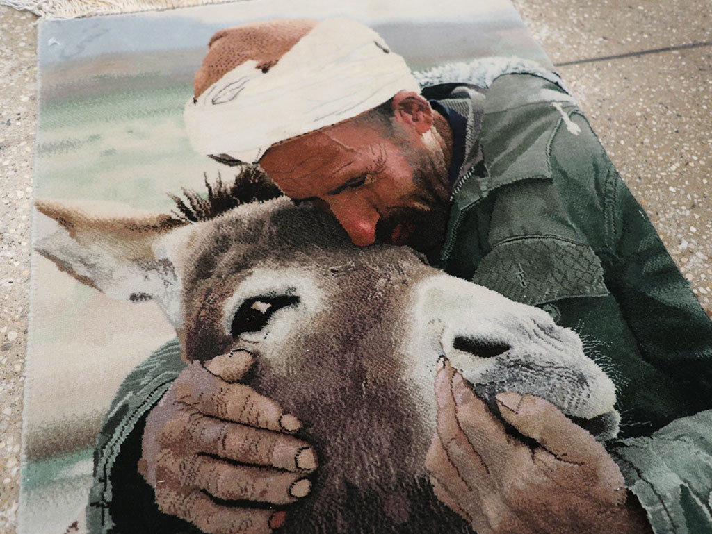 Vintage Persian Tabriz Pictorial Rug, No.12209 - Staging