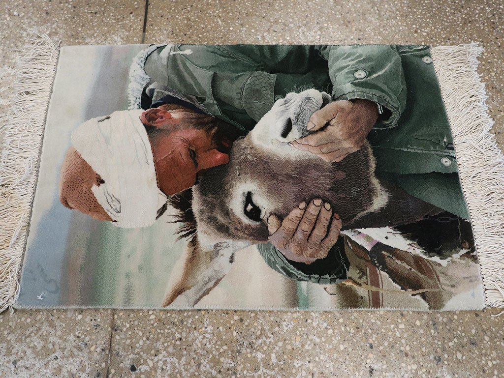 Vintage Persian Tabriz Pictorial Rug, No.12209 - Staging