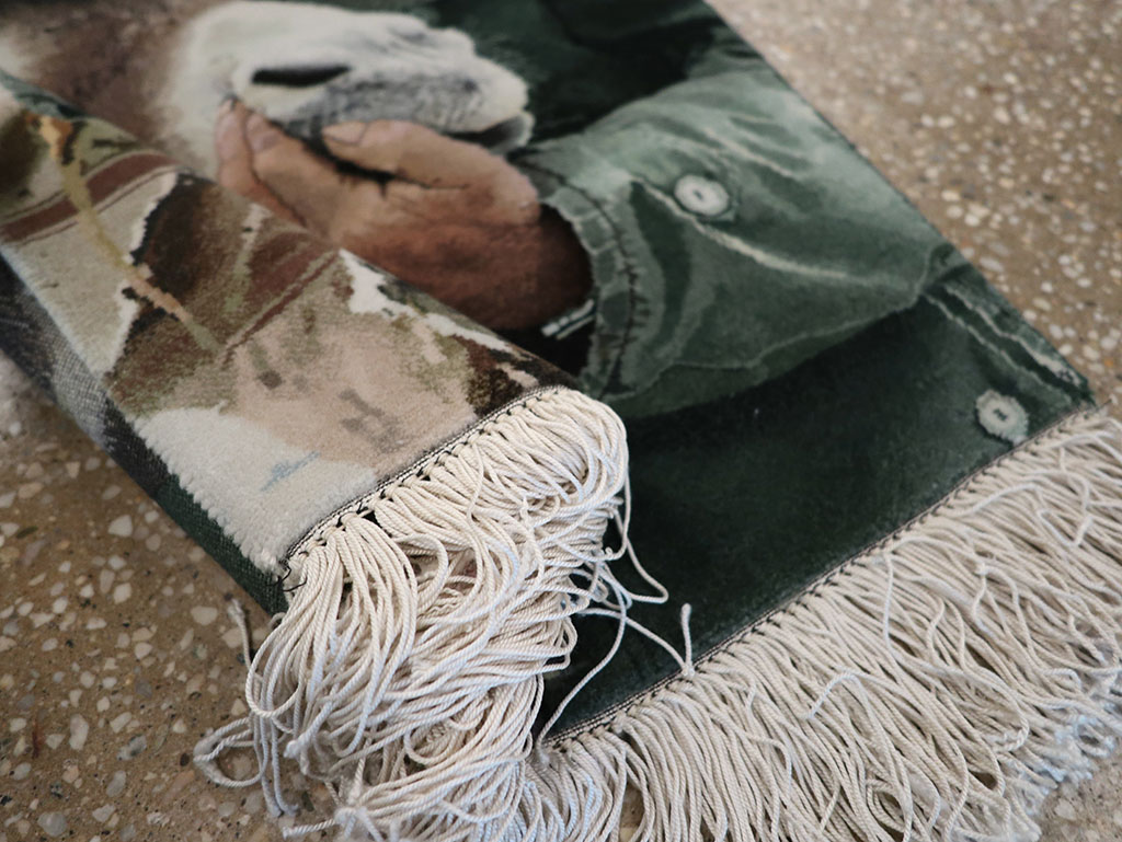 Vintage Persian Tabriz Pictorial Rug, No.12209 - Staging