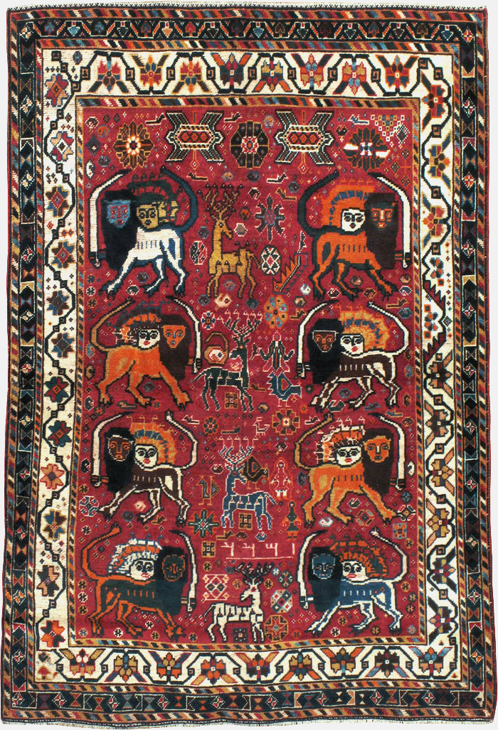 Antique Persian Afshar Pictorial Rug, No.12214 - Staging