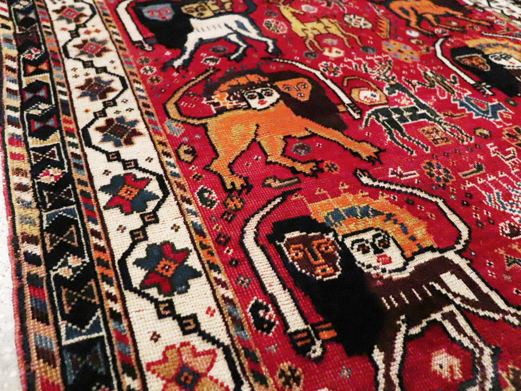 Antique Persian Afshar Pictorial Rug, No.12214 - Staging