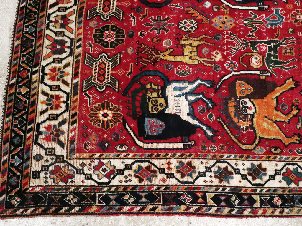 Antique Persian Afshar Pictorial Rug, No.12214 - Staging