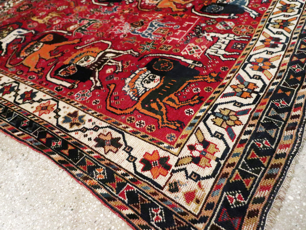 Antique Persian Afshar Pictorial Rug, No.12214 - Staging