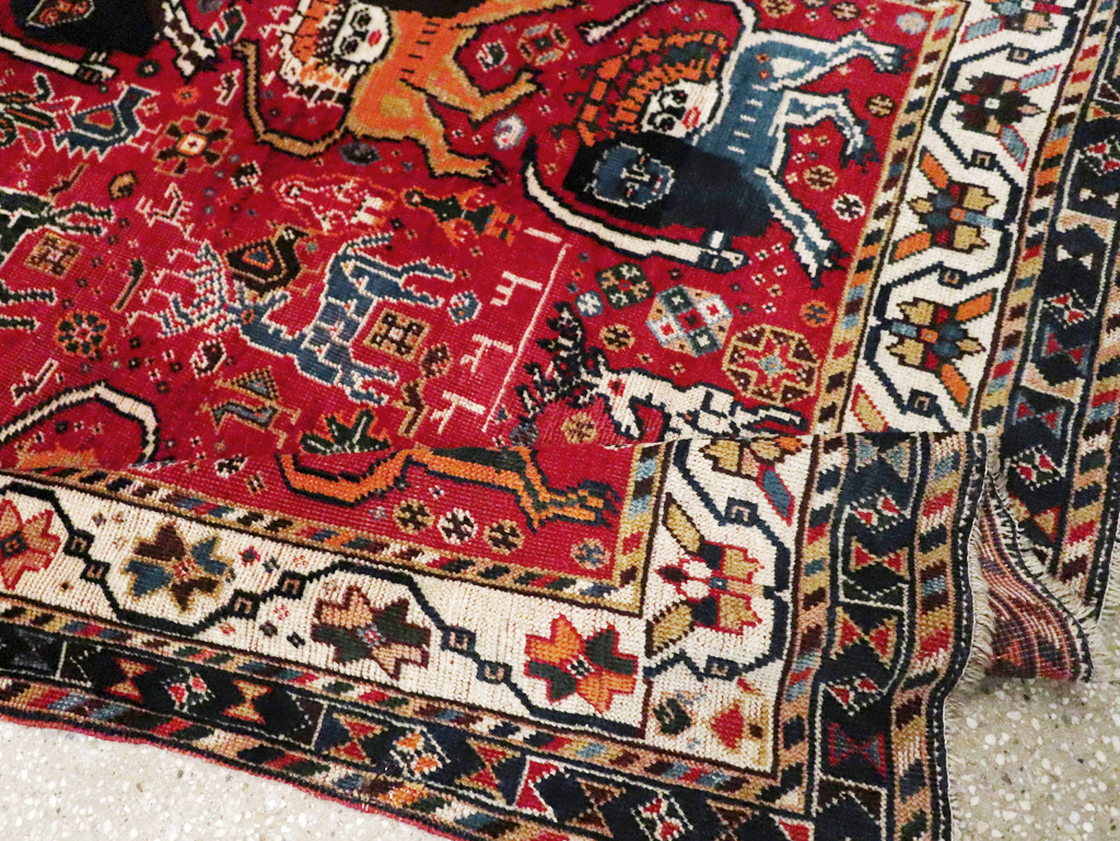 Antique Persian Afshar Pictorial Rug, No.12214 - Staging