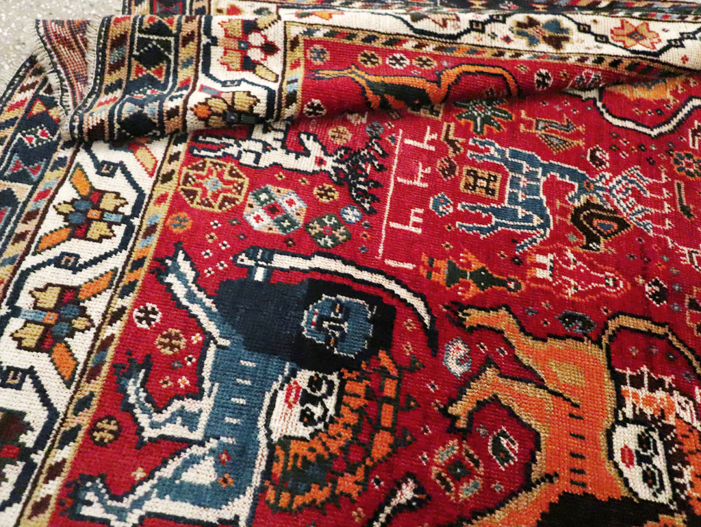 Antique Persian Afshar Pictorial Rug, No.12214 - Staging