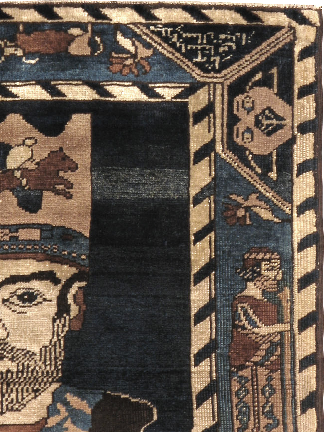 Antique Persian Bakshaish Pictorial Rug, No.12215 - Staging