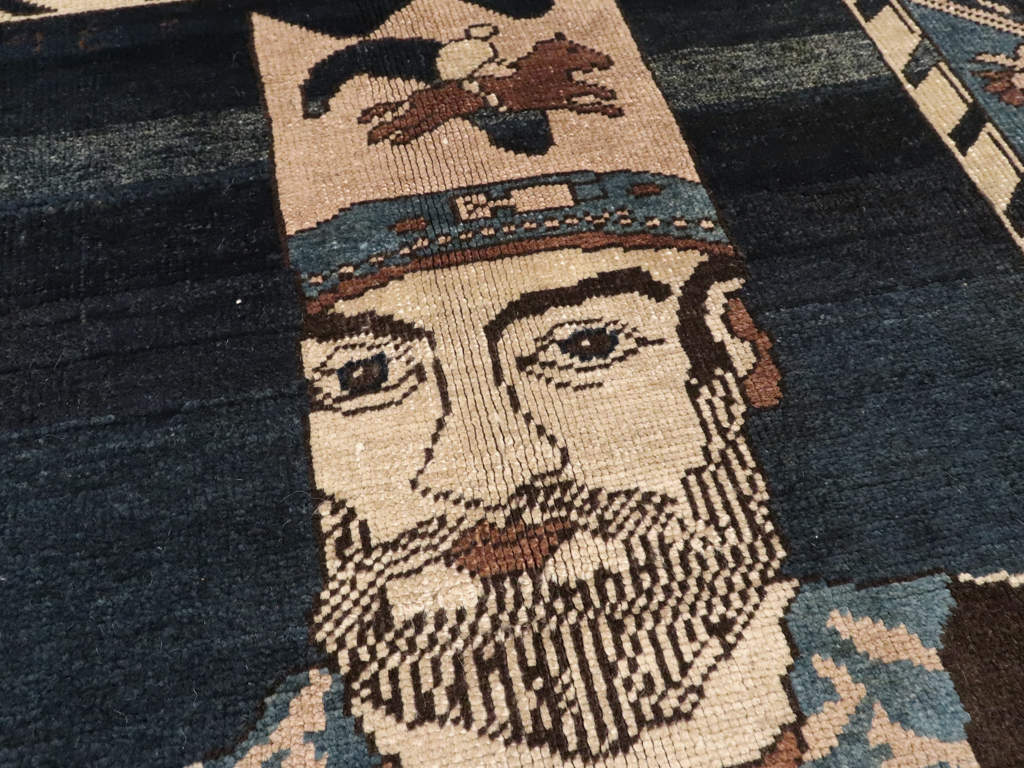 Antique Persian Bakshaish Pictorial Rug, No.12215 - Staging