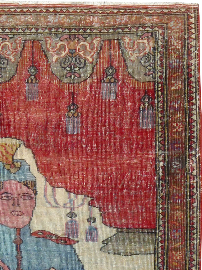 Antique Persian Tabriz Pictorial Rug, No.12219 - Staging