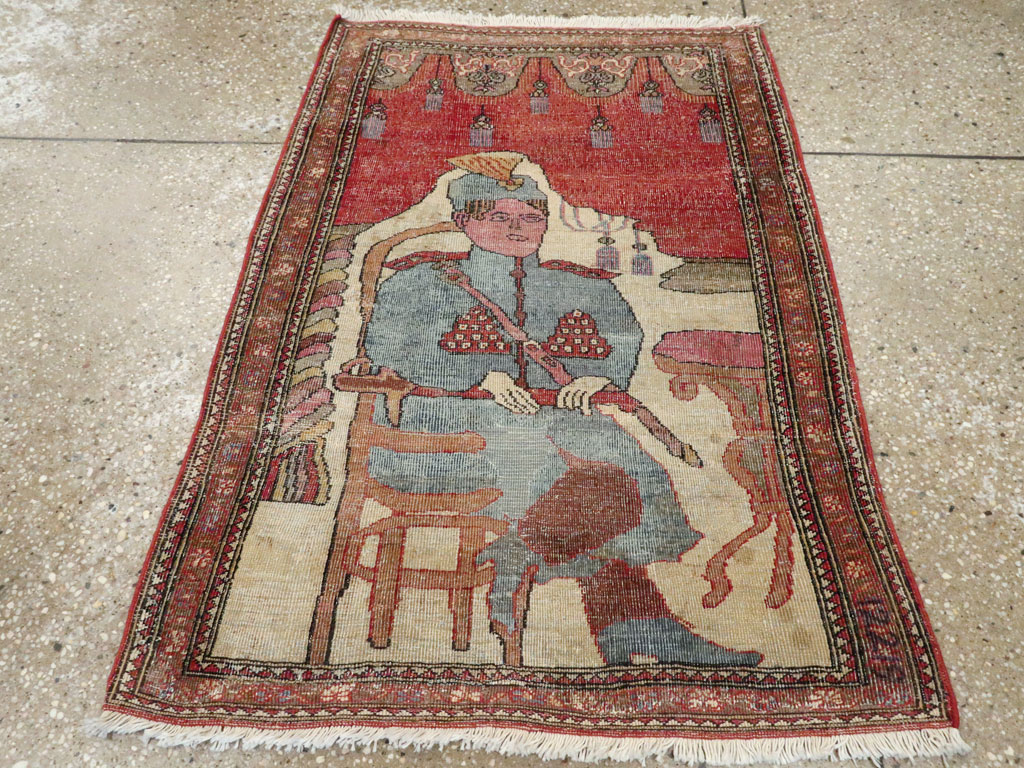 Antique Persian Tabriz Pictorial Rug, No.12219 - Staging