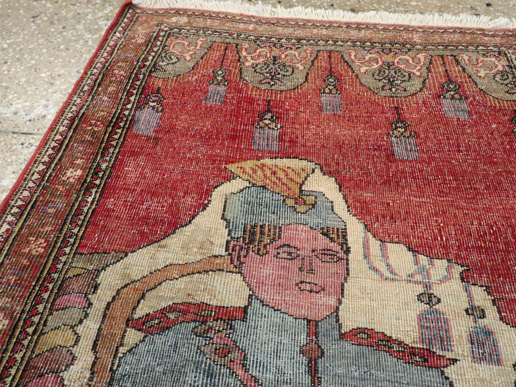 Antique Persian Tabriz Pictorial Rug, No.12219 - Staging