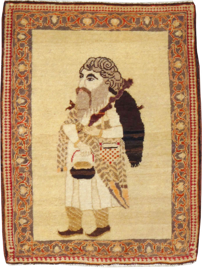 Vintage Persian Tabriz Pictorial Rug, No.12221 - Staging