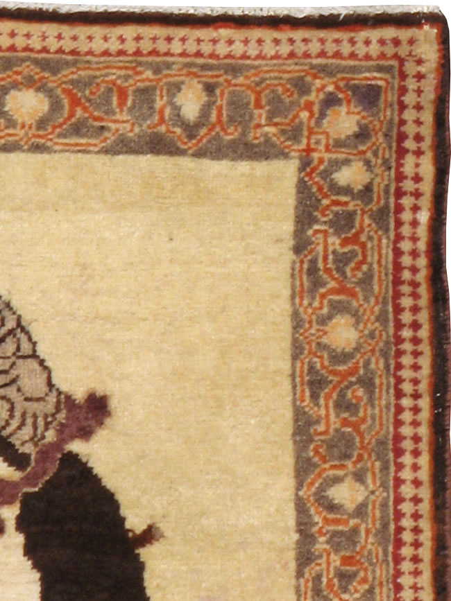 Vintage Persian Tabriz Pictorial Rug, No.12221 - Staging