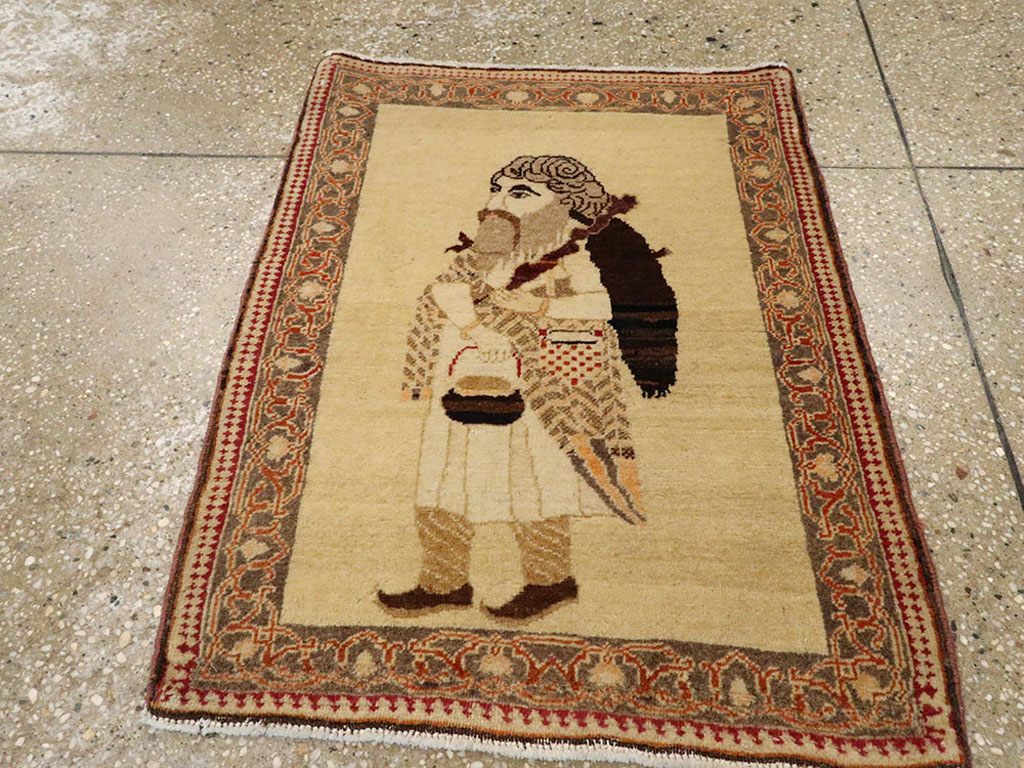 Vintage Persian Tabriz Pictorial Rug, No.12221 - Staging