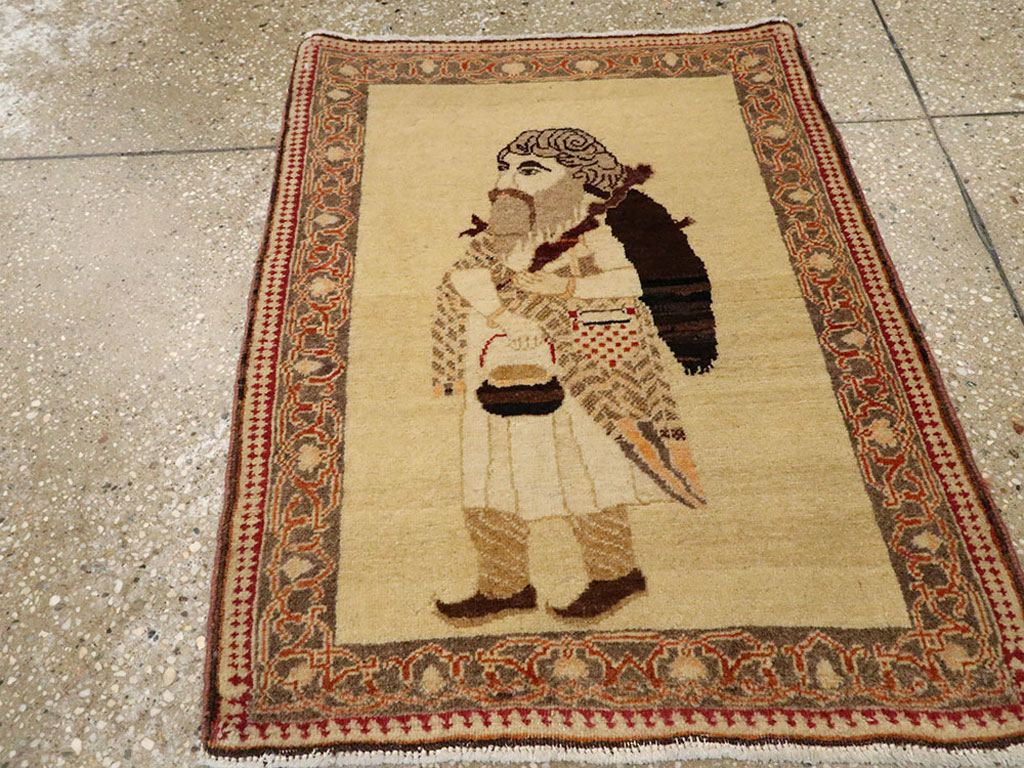 Vintage Persian Tabriz Pictorial Rug, No.12221 - Staging