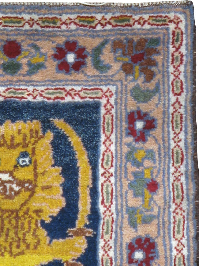 Vintage Persian Hamadan Pictorial Rug, No.12222 - Staging