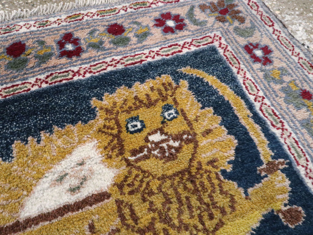 Vintage Persian Hamadan Pictorial Rug, No.12222 - Staging