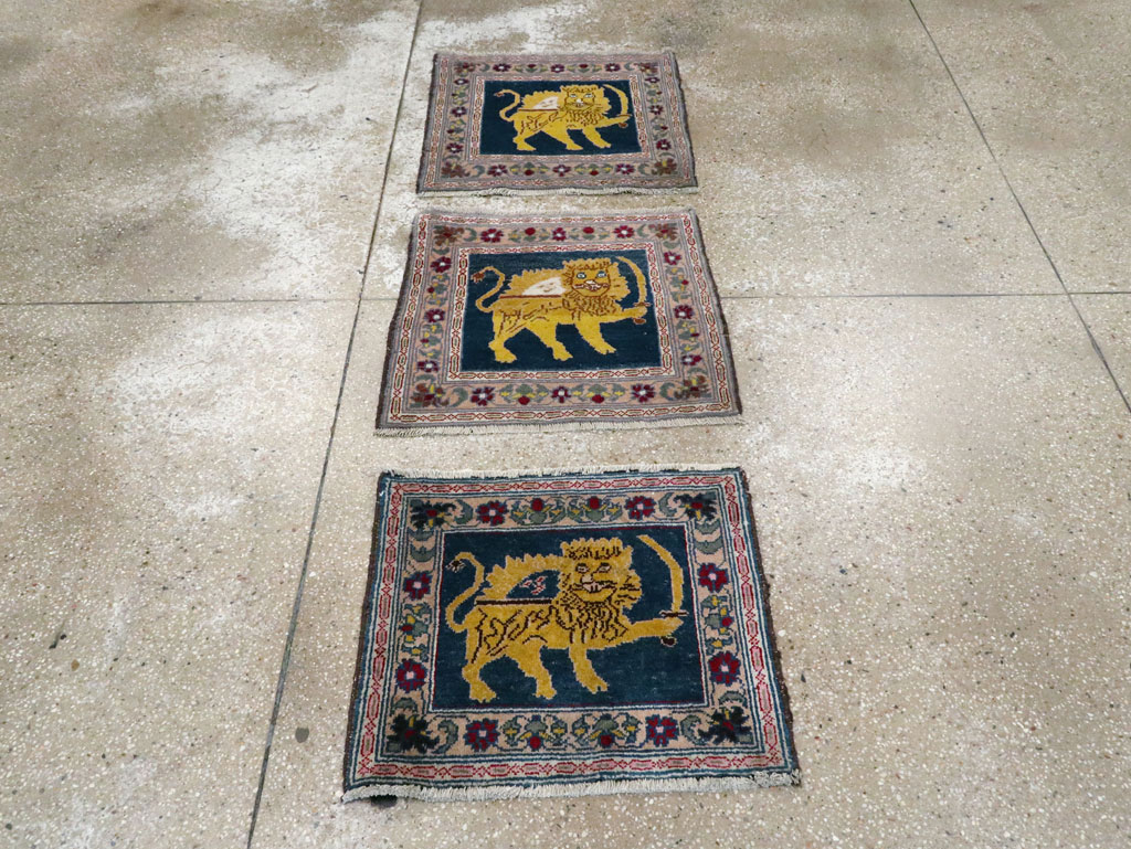 Vintage Persian Hamadan Pictorial Rug, No.12222 - Staging