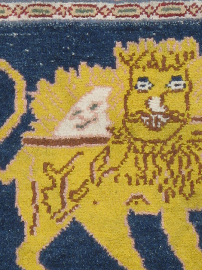 Vintage Persian Hamadan Pictorial Rug, No.12223 - Staging