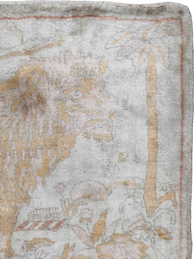 Vintage Persian Kayseri Pictorial Rug, No.12229 - Staging