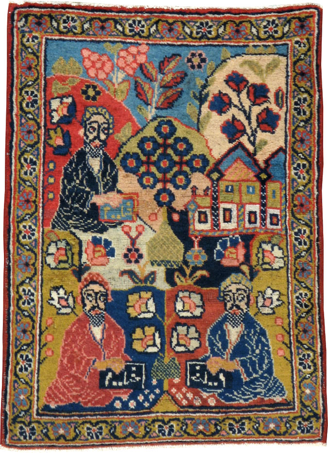 Antique Persian Tabriz Pictorial Rug, No.12233 - Staging