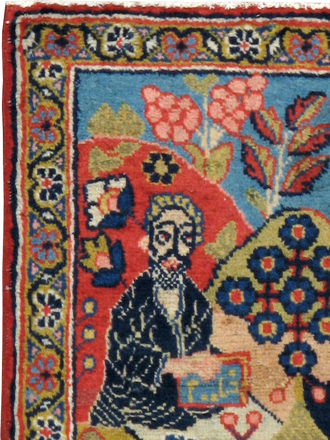 Antique Persian Tabriz Pictorial Rug, No.12233 - Staging