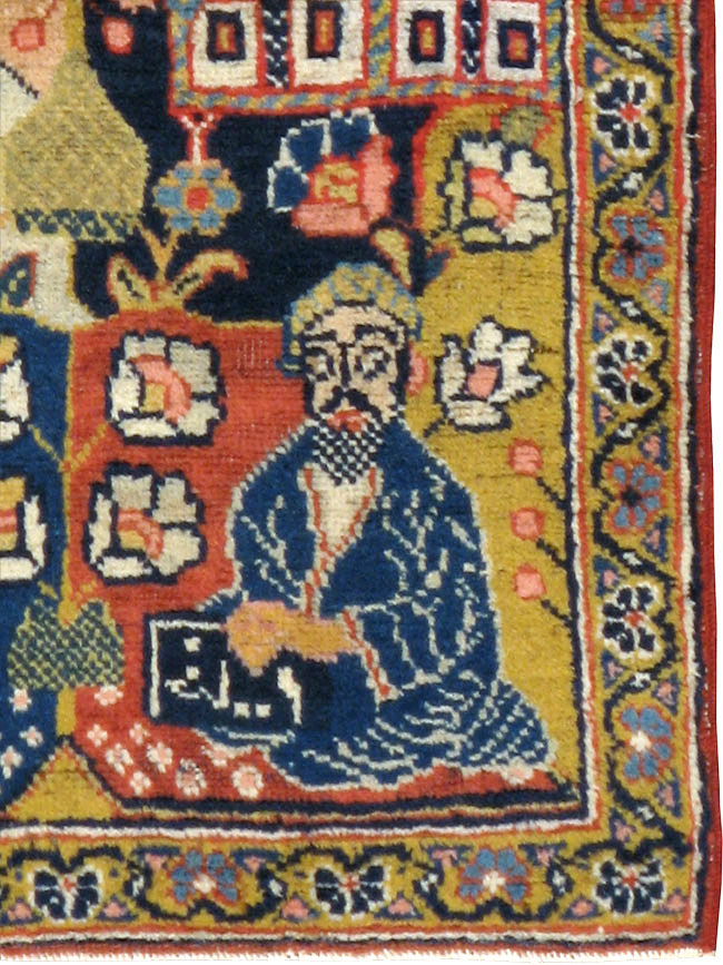 Antique Persian Tabriz Pictorial Rug, No.12233 - Staging