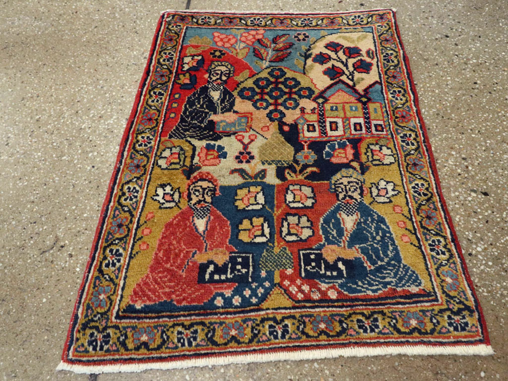 Antique Persian Tabriz Pictorial Rug, No.12233 - Staging