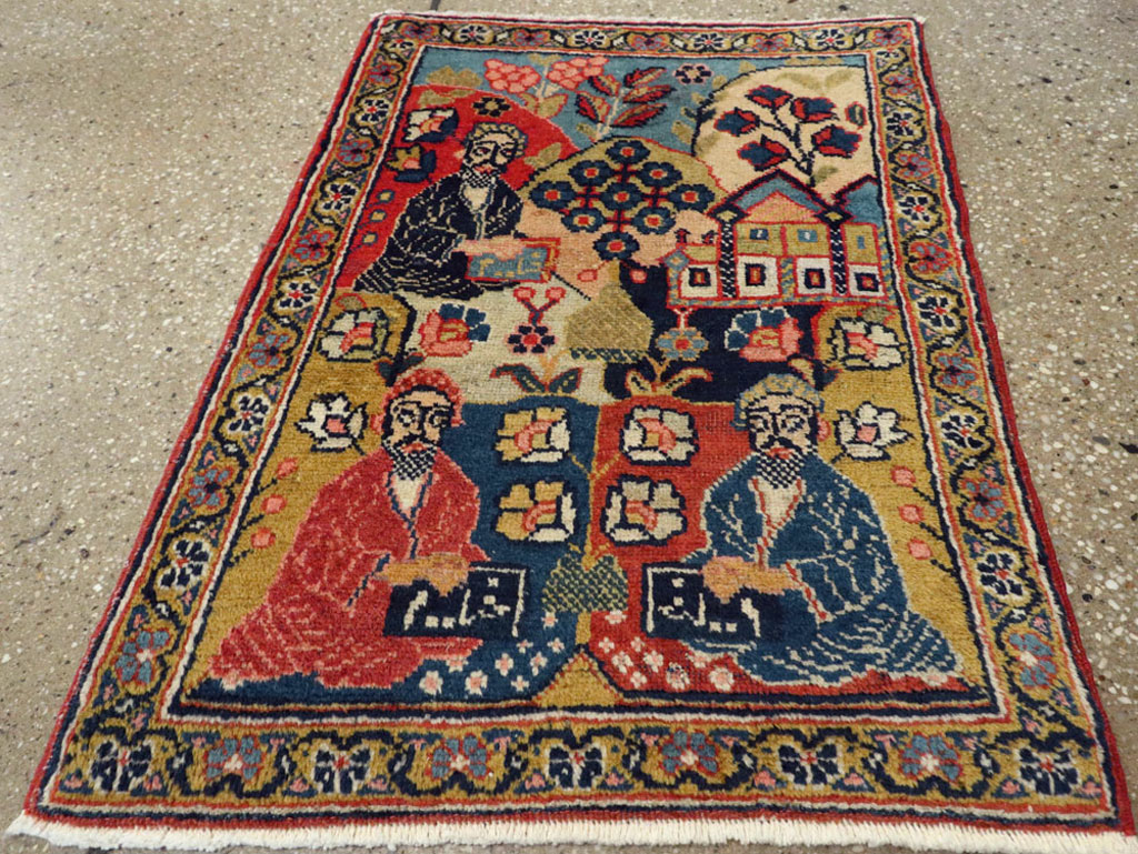 Antique Persian Tabriz Pictorial Rug, No.12233 - Staging