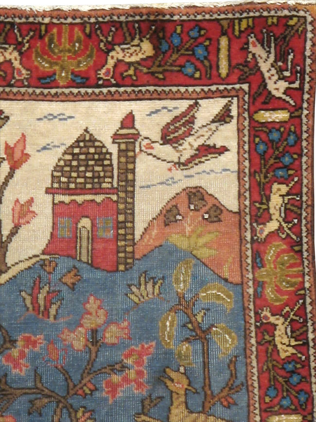 Antique Persian Tabriz Pictorial Rug, No.12234 - Staging