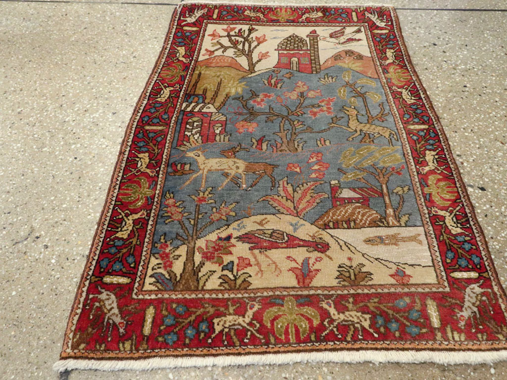 Antique Persian Tabriz Pictorial Rug, No.12234 - Staging