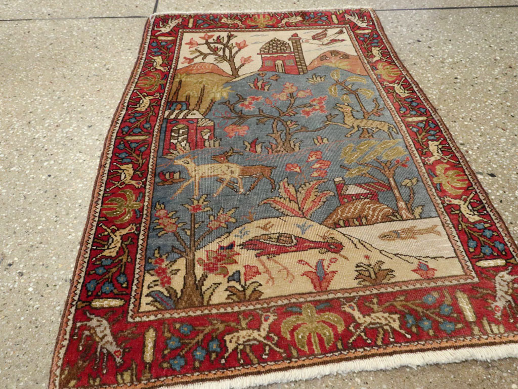 Antique Persian Tabriz Pictorial Rug, No.12234 - Staging