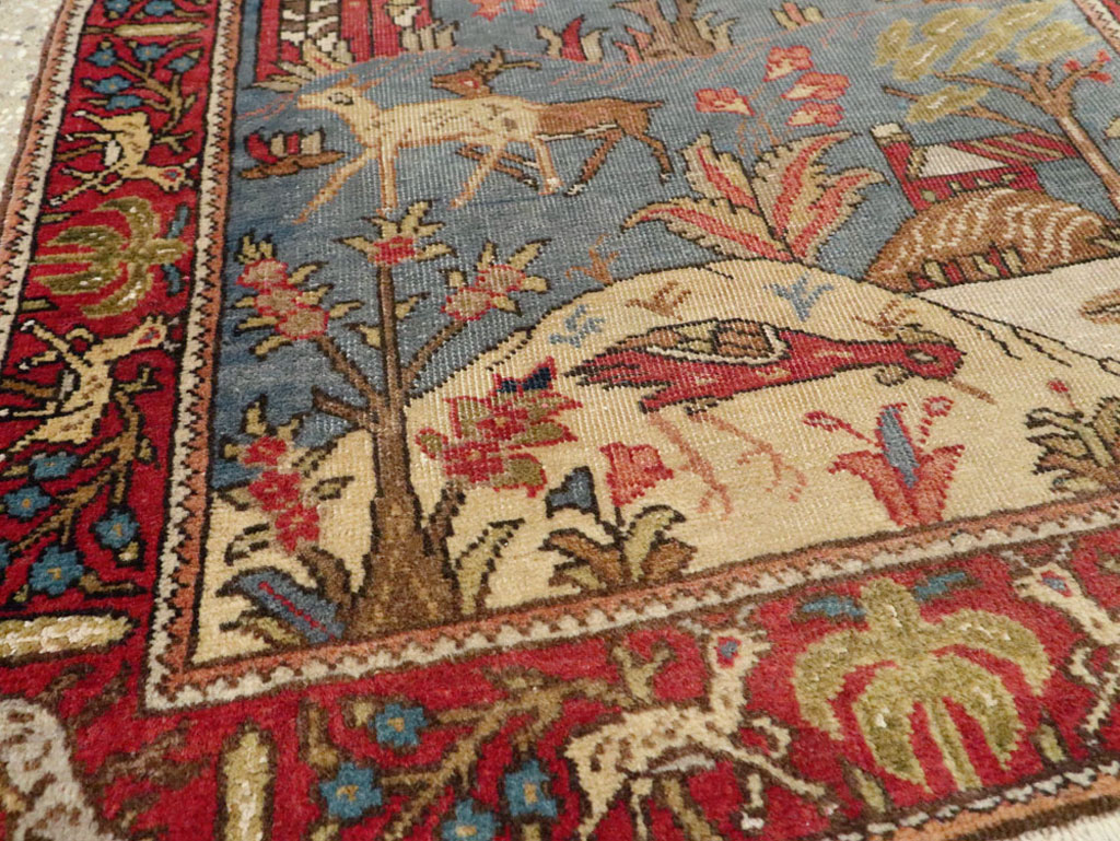 Antique Persian Tabriz Pictorial Rug, No.12234 - Staging