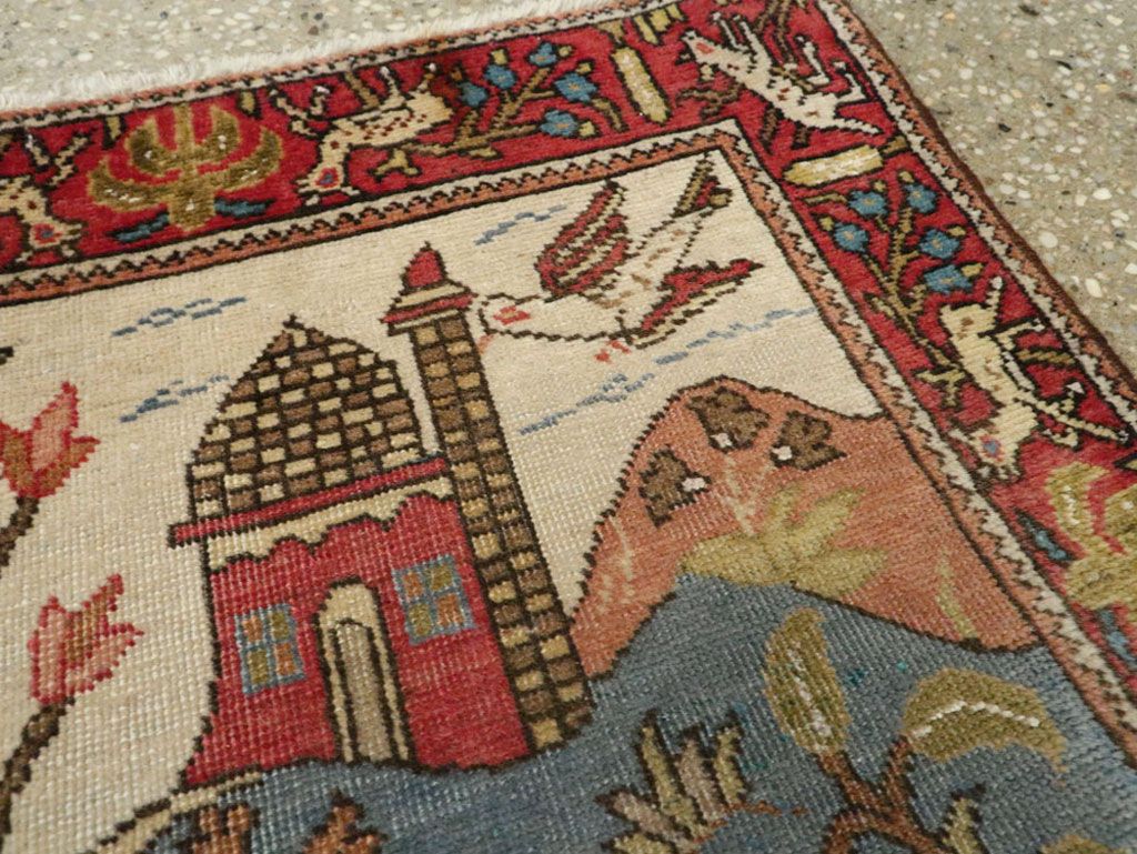 Antique Persian Tabriz Pictorial Rug, No.12234 - Staging