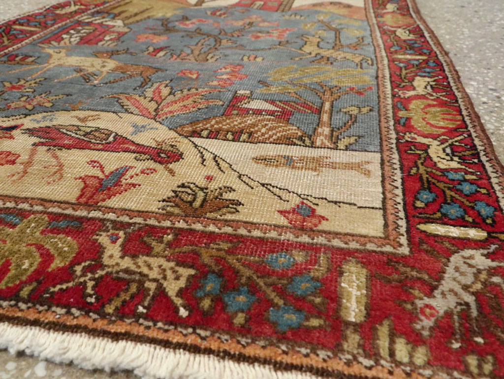 Antique Persian Tabriz Pictorial Rug, No.12234 - Staging
