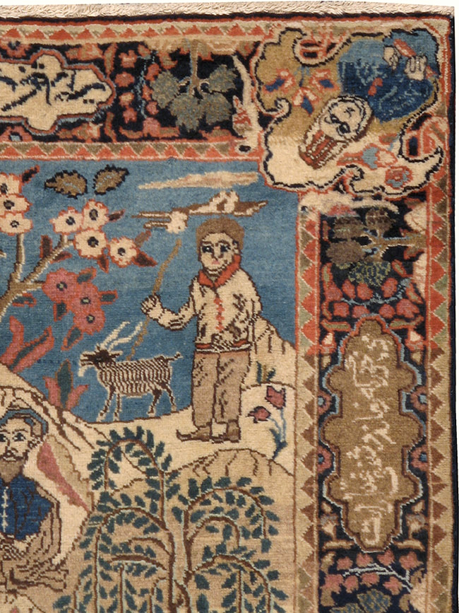 Vintage Persian Tabriz Pictorial Rug, No.12246 - Staging