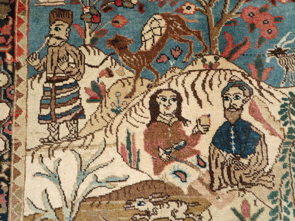 Vintage Persian Tabriz Pictorial Rug, No.12246 - Staging