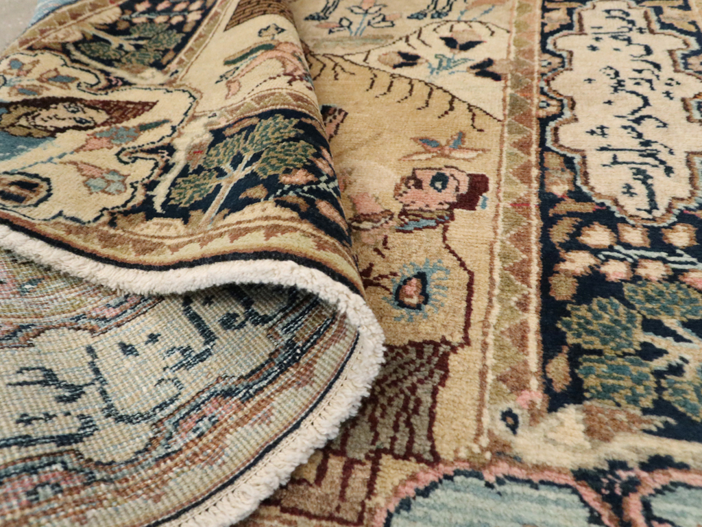 Vintage Persian Tabriz Pictorial Rug, No.12246 - Staging