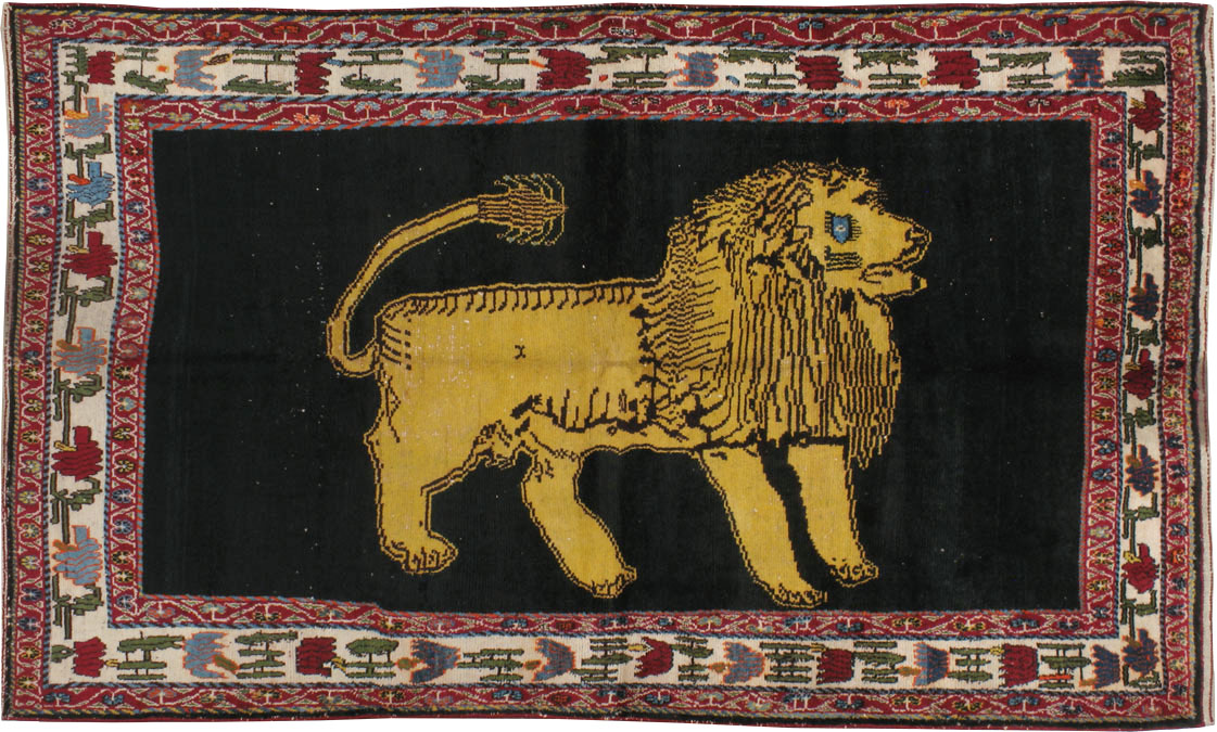 Vintage Persian Gabbeh Pictorial Rug, No.12256 - Staging