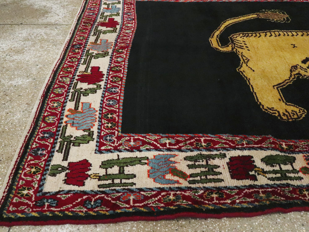 Vintage Persian Gabbeh Pictorial Rug, No.12256 - Staging