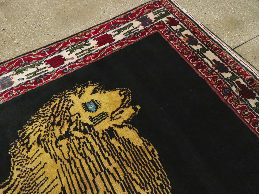 Vintage Persian Gabbeh Pictorial Rug, No.12256 - Staging