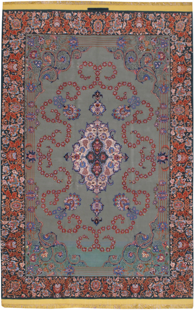 Vintage Persian Isfahan Rug, No.12261 - Staging