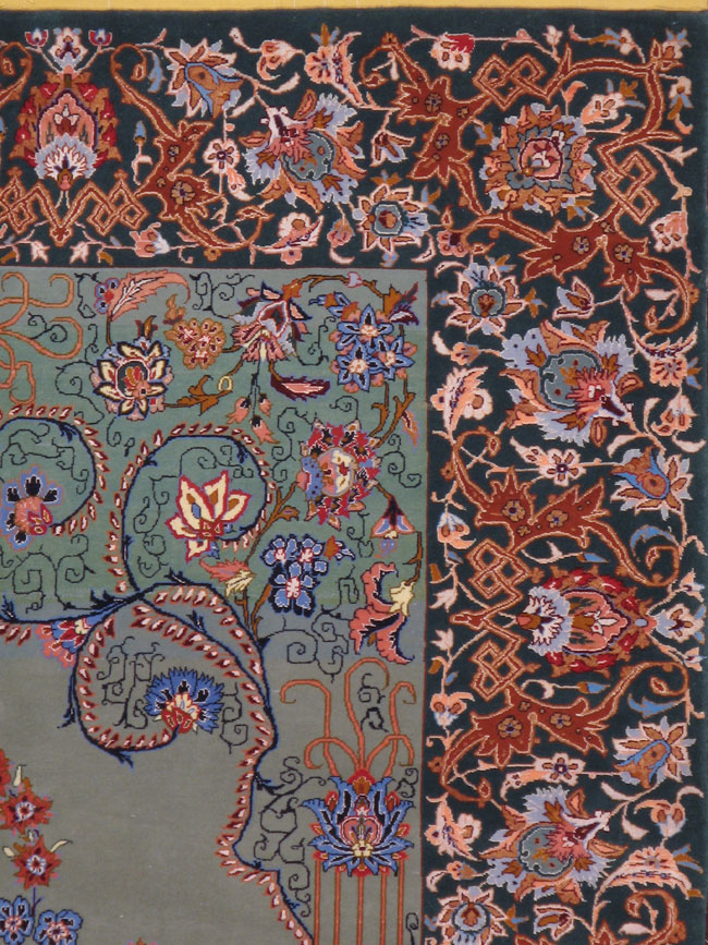 Vintage Persian Isfahan Rug, No.12261 - Staging