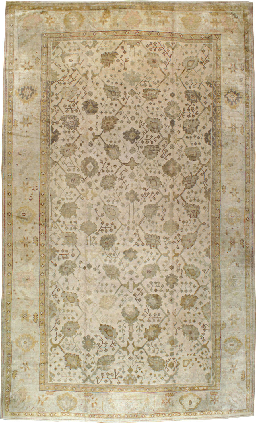 Antique Turkish Oushak Rug, No.12287 - Staging