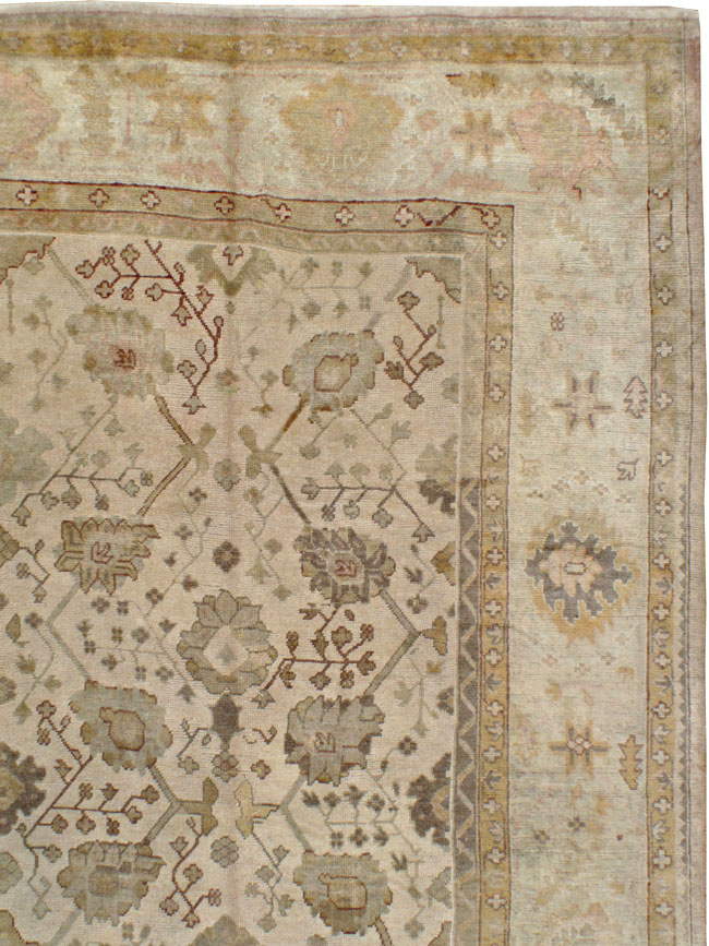 Antique Turkish Oushak Rug, No.12287 - Staging