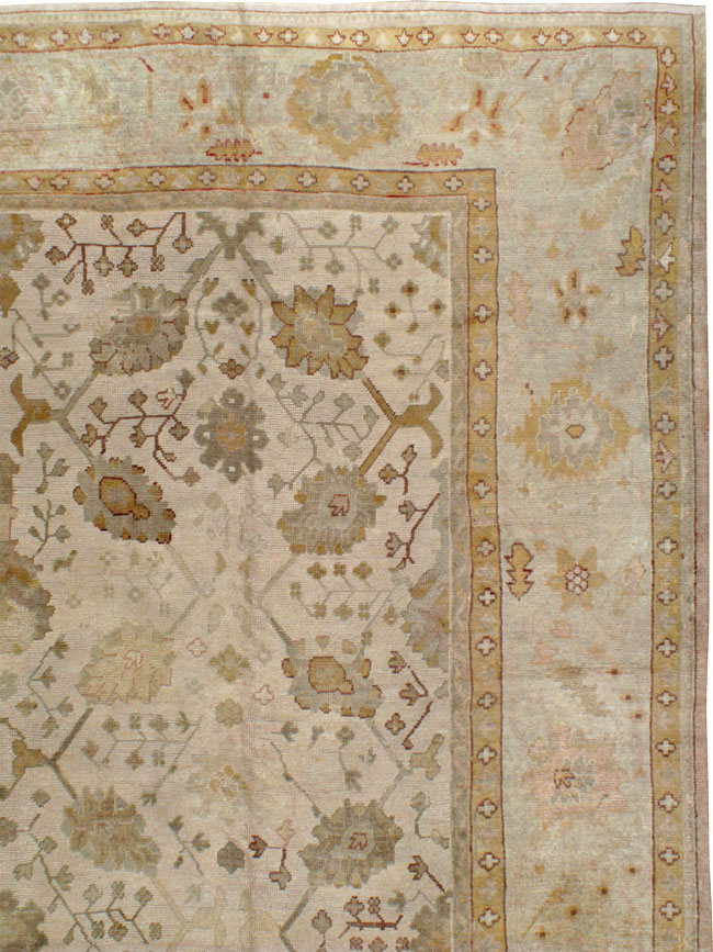 Antique Turkish Oushak Rug, No.12287 - Staging